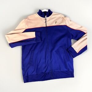 Vintage Fossil Full Zip Track Jacket Long Sleeve Blue Tan Men's XL